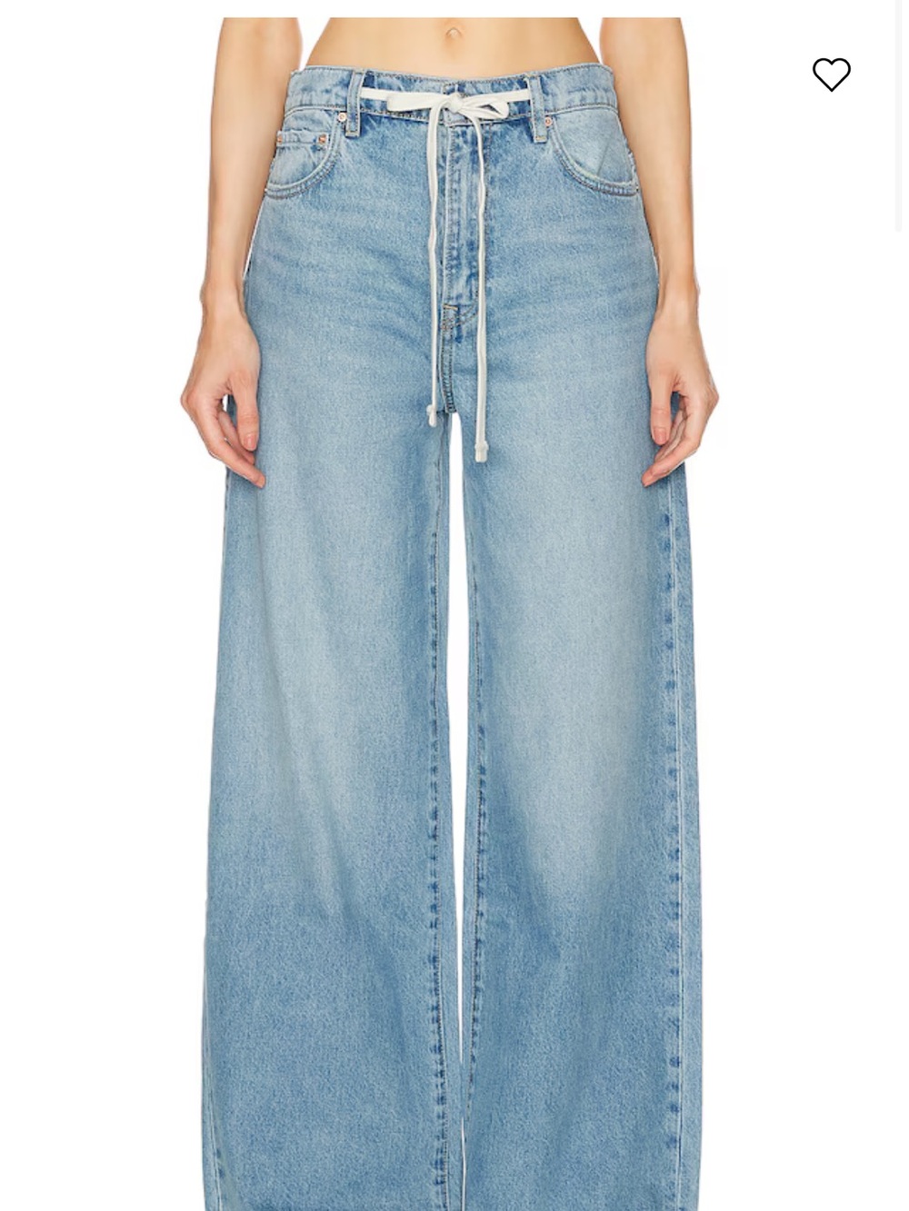 GRLFRND Light Blue Wide-Leg Drawstring Jeans